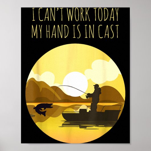 Grappige visliefhebber kan niet werken, arm zit in poster (Voorkant)