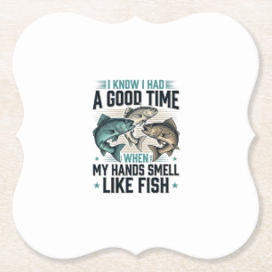 Grappige Visquote Vintage Gravure Vector Ontwerp Kartonnen Onderzetters