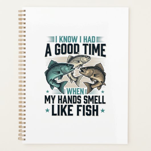 Grappige Visquote Vintage Gravure Vector Ontwerp Planner (Voorkant)