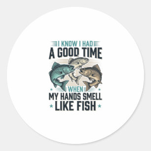 Grappige Visquote Vintage Gravure Vector Ontwerp Ronde Sticker