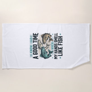 Grappige Visquote Vintage Gravure Vector Ontwerp Strandlaken