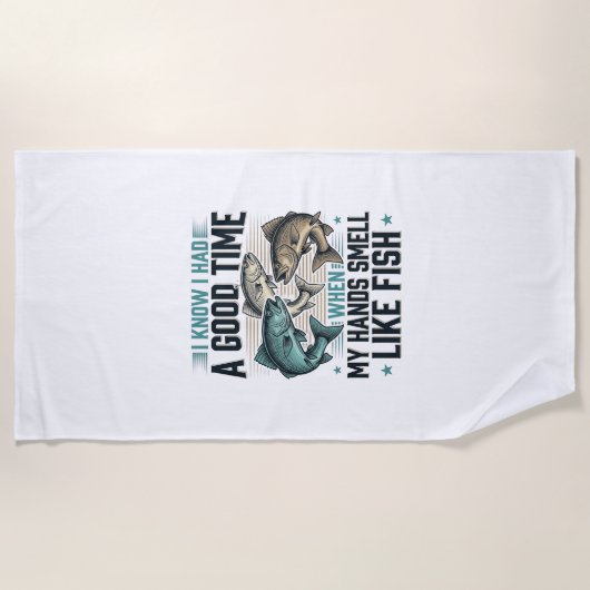 Grappige Visquote Vintage Gravure Vector Ontwerp Strandlaken (Voorkant)