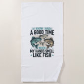 Grappige Visquote Vintage Gravure Vector Ontwerp Strandlaken (Voorkant)