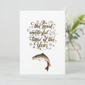 Grappige visseizoen groeten feestdagenkaart (Staand voorkant)