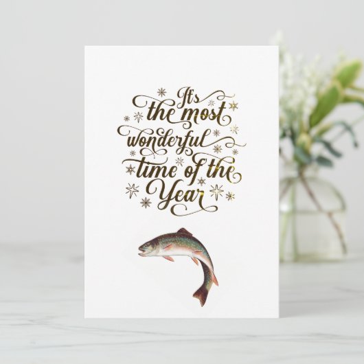 Grappige visseizoen wensen feestdagenkaart (Staand voorkant)