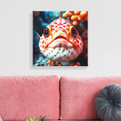 Grappige Vissen en Koraal Dichtbij  Canvas Afdruk (Insitu (Woonkamer))