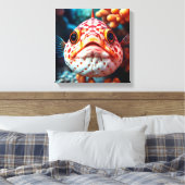 Grappige Vissen en Koraal Dichtbij  Canvas Afdruk (Insitu (Slaapkamer))