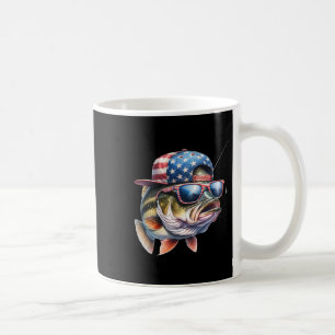 Grappige vissen en visser cadeau Amerikaanse vlag Koffiemok