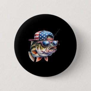 Grappige vissen en visser cadeau Amerikaanse vlag  Ronde Button 5,7 Cm
