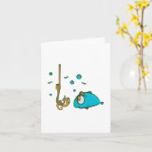 Grappige vissen en worm aan de haak visgrappen kaart (Gele Bloem)