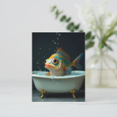 Grappige vissen in bad briefkaart (Staand voorkant)
