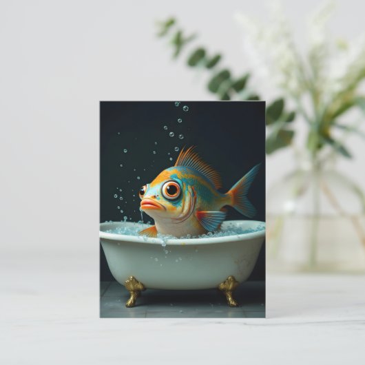 Grappige vissen in bad briefkaart (Staand voorkant)