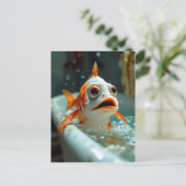 Grappige vissen in bad briefkaart (Staand voorkant)