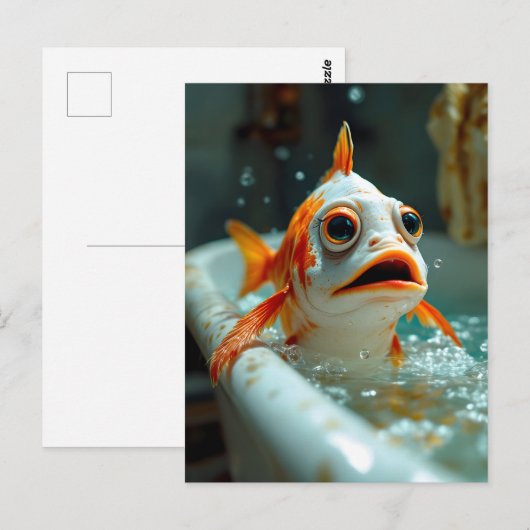 Grappige vissen in bad briefkaart (Voorkant / Achterkant)