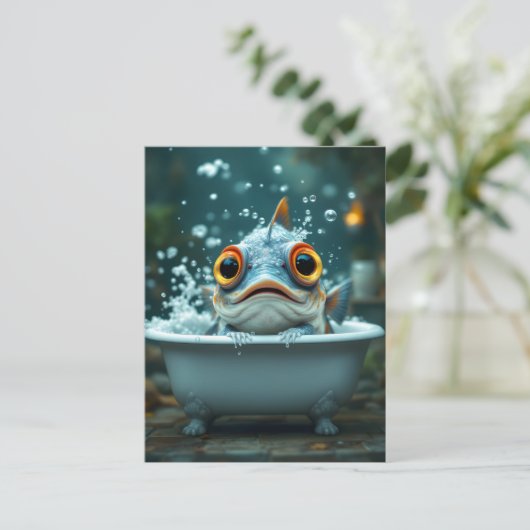 Grappige vissen in bad briefkaart (Staand voorkant)