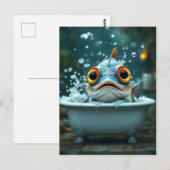 Grappige vissen in bad briefkaart (Voorkant / Achterkant)