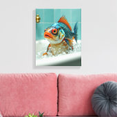 Grappige vissen in bad canvas afdruk (Insitu (Woonkamer))