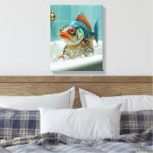Grappige vissen in bad canvas afdruk (Insitu (Slaapkamer))