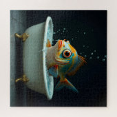 Grappige vissen in bad legpuzzel (Horizontaal)