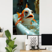 Grappige vissen in bad poster (Thuiskantoor)