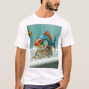Grappige vissen in bad t-shirt