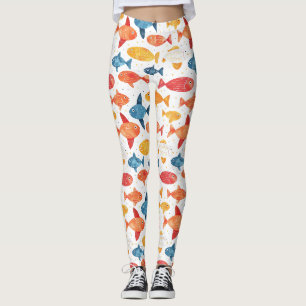 Grappige vissen kleurrijk patroon leggings