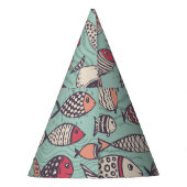 Grappige vissen: met de hand getekend naadloos pat feesthoedjes (Achterkant)