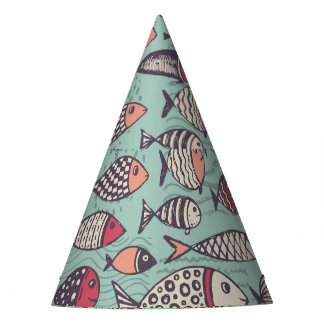 Grappige vissen: met de hand getekend naadloos pat feesthoedjes