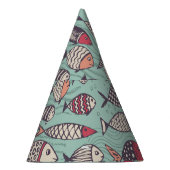 Grappige vissen: met de hand getekend naadloos pat feesthoedjes (Rechts)