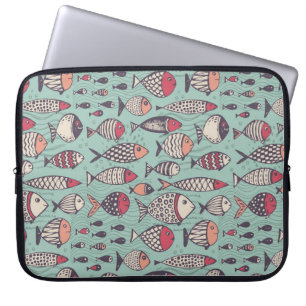 Grappige vissen: met de hand getekend naadloos pat laptop sleeve