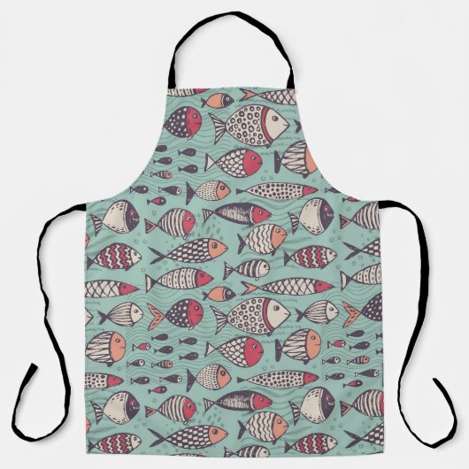 Grappige vissen: met de hand getekend naadloos pat schort (Voorkant)