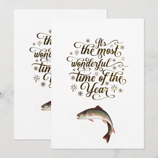 Grappige vissen seizoensgroeten feestdagenkaart (Voorkant / Achterkant)