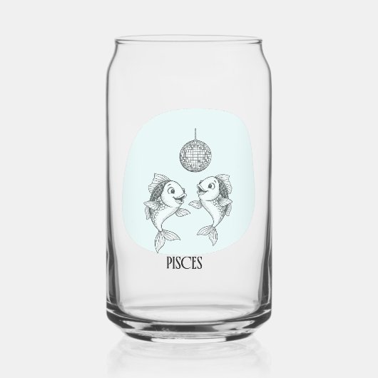 Grappige Vissen Sterrenbeeld Disco Vis Drinkset Blikvorm Glas (Voorkant)