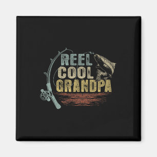Grappige vissen vintage haspel Cool opa Magneet