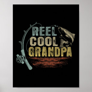 Grappige vissen vintage haspel Cool opa  Poster