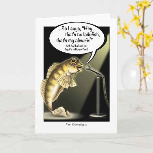 Grappige vissen worden goed Kaart (Gele Bloem)