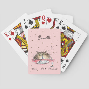 Grappige Vissen Zodiac Kat Sterren teken horoscoop Pokerkaarten