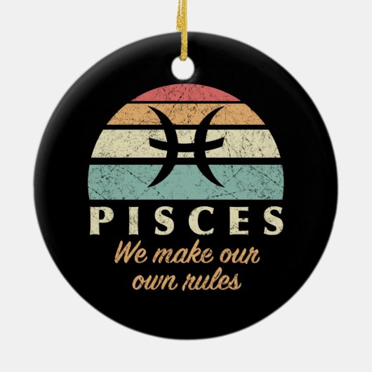 Grappige Vissen Zodiac Regels Keramisch Ornament (Achterkant)