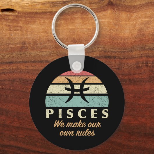Grappige Vissen Zodiac Regels Sleutelhanger (Achterkant)