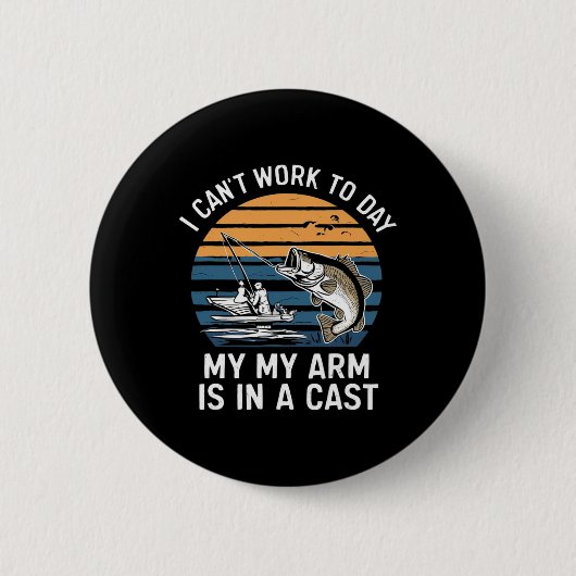 Grappige Visser Ik Kan Vandaag Werken  Ronde Button 5,7 Cm (Voorkant)