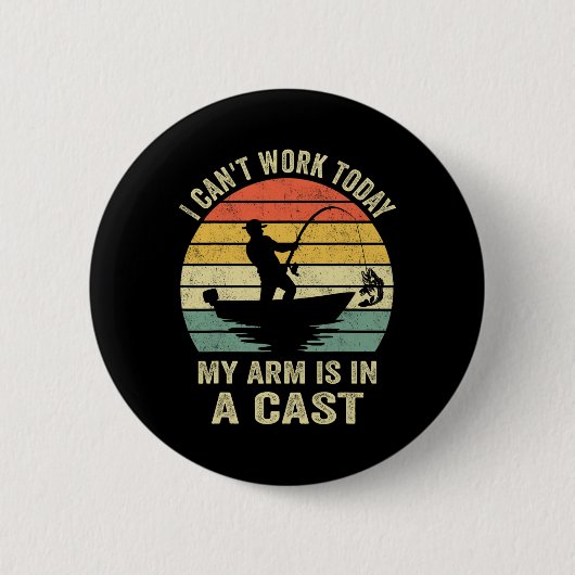 Grappige Visser Ik Kan Vandaag Werken Ronde Button 5,7 Cm (Voorkant)