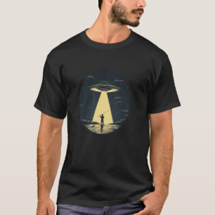 Grappige visser met UFO straal omhoog kostuum voor T-shirt