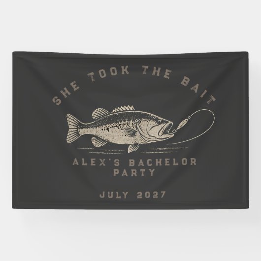Grappige Visser Op Maat Gemaakte Vis Bachelorfeest Spandoek (Horizontaal)