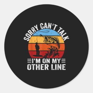 Grappige Visser, Retro Sorry Kan Niet Praten Ik Be Ronde Sticker