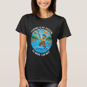 Grappige Visserij Cartoon Visser Angler Grap T-shirt