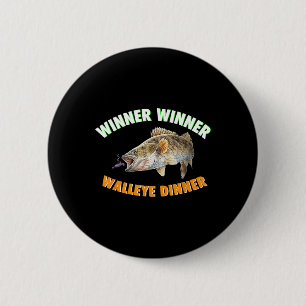 Grappige Visserij Winnaar Winnaar Walleye Diner Vi Ronde Button 5,7 Cm