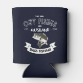 Grappige visserman en -vrouw Bass-vissen mok Blikjeskoeler (Achterkant)