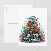 Grappige Visvangende Kerstboom Visser Liefhebber  Uitnodiging Briefkaart (Voorkant / Achterkant)