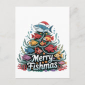 Grappige Visvangende Kerstboom Visser Liefhebber Uitnodiging Briefkaart (Voorkant)