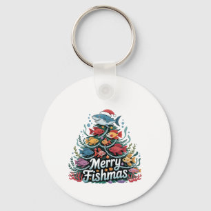 Grappige Visvangst Kerstboom Visser Liefhebber Sleutelhanger